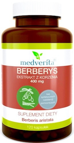 Medverita Berberys (berberyna) ekstrakt z korzenia 400mg 120kaps