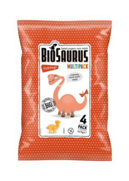 Chrupki kukurydziane Dinozaury o smaku ketchupowym bezglutenowe 4 x 15 g Bio